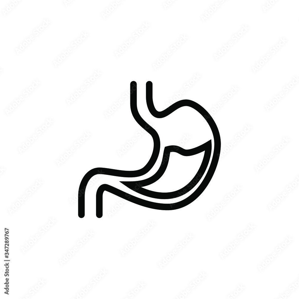Stomach icon template in line art style on white background, Stomach symbol vector sign isolated on white background illustration for graphic and web design Stomach icon template in line art style on white background, Stomach symbol vector sign isolated on white background illustration for graphic and web design