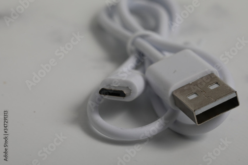 usb to micro-usb cable isolated on white