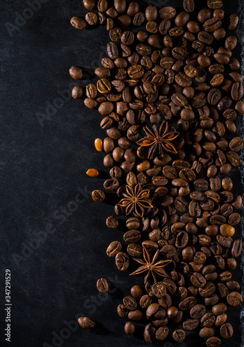coffee beans on burlap background