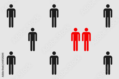 Concept of social distance during epidemic, viral disease pandemic