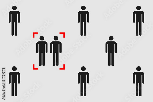 Concept of social distance during epidemic, viral disease pandemic
