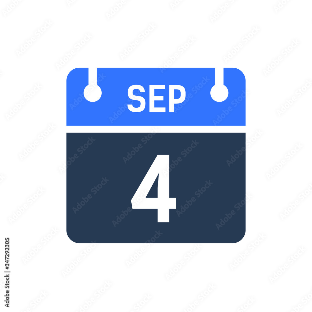 Fototapeta premium Calendar Date Icon - September 4 Vector Graphic