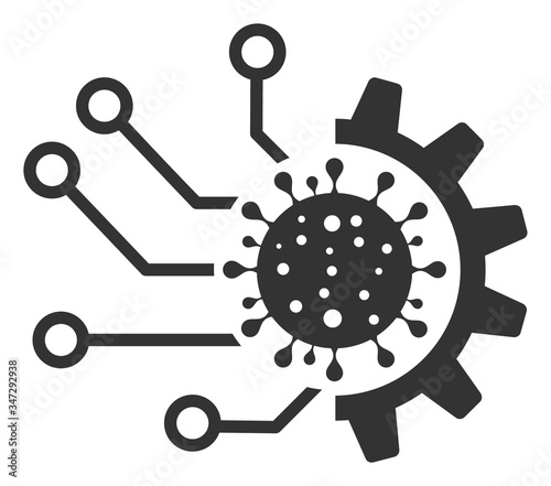 Vector artificial virus device flat icon. Vector pictogram style is a flat symbol artificial virus device icon on a white background.