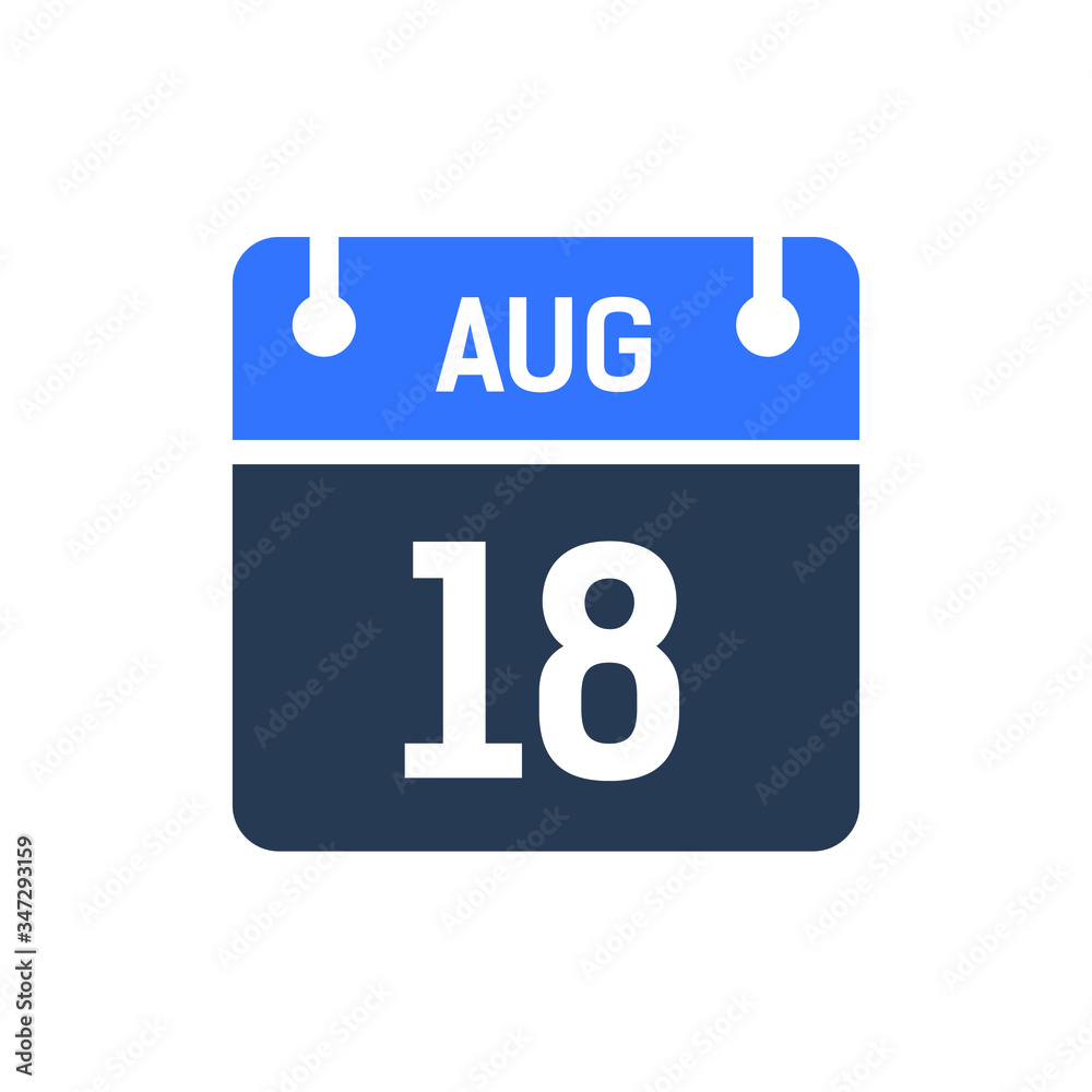 Calendar Date Icon - August 18 Vector Graphic Calendar Date Icon - August 18 Vector Graphic
