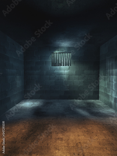 Obraz na plátne 3D rendering of a dark cell at night