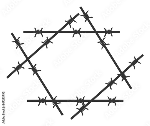 Vector barbed wire zone flat icon. Vector pictogram style is a flat symbol barbed wire zone icon on a white background.