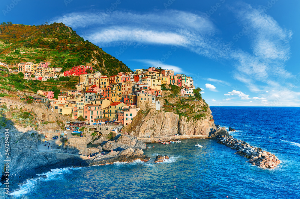 Famous city of Manarola in Italy - Cinque Terre, Liguria