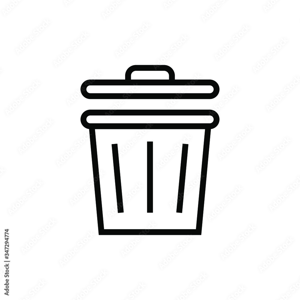 trash can icon vector in outline style on white background trash can icon vector in outline style on white background