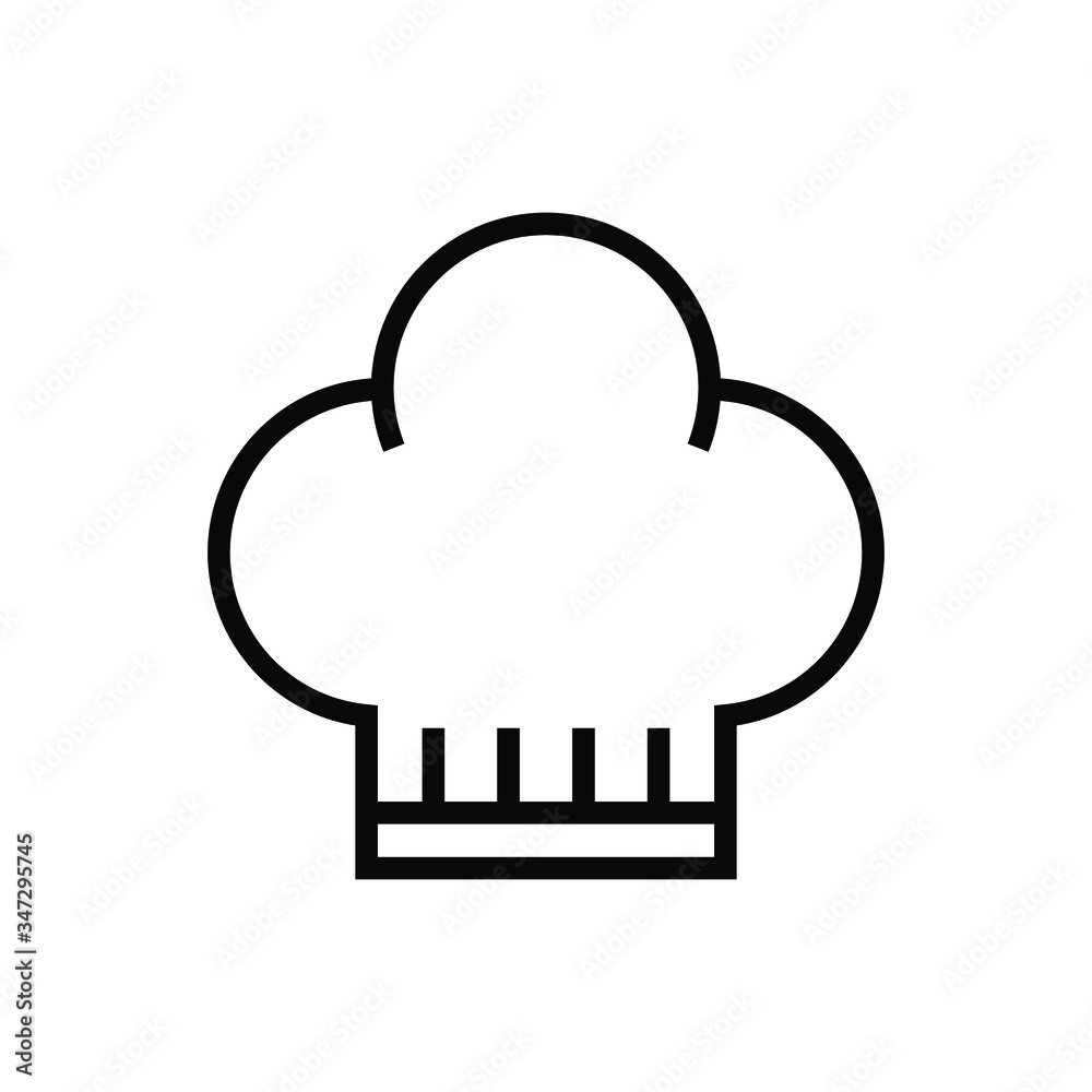 Chef hat line icon vector in outline style on white background Chef hat line icon vector in outline style on white background
