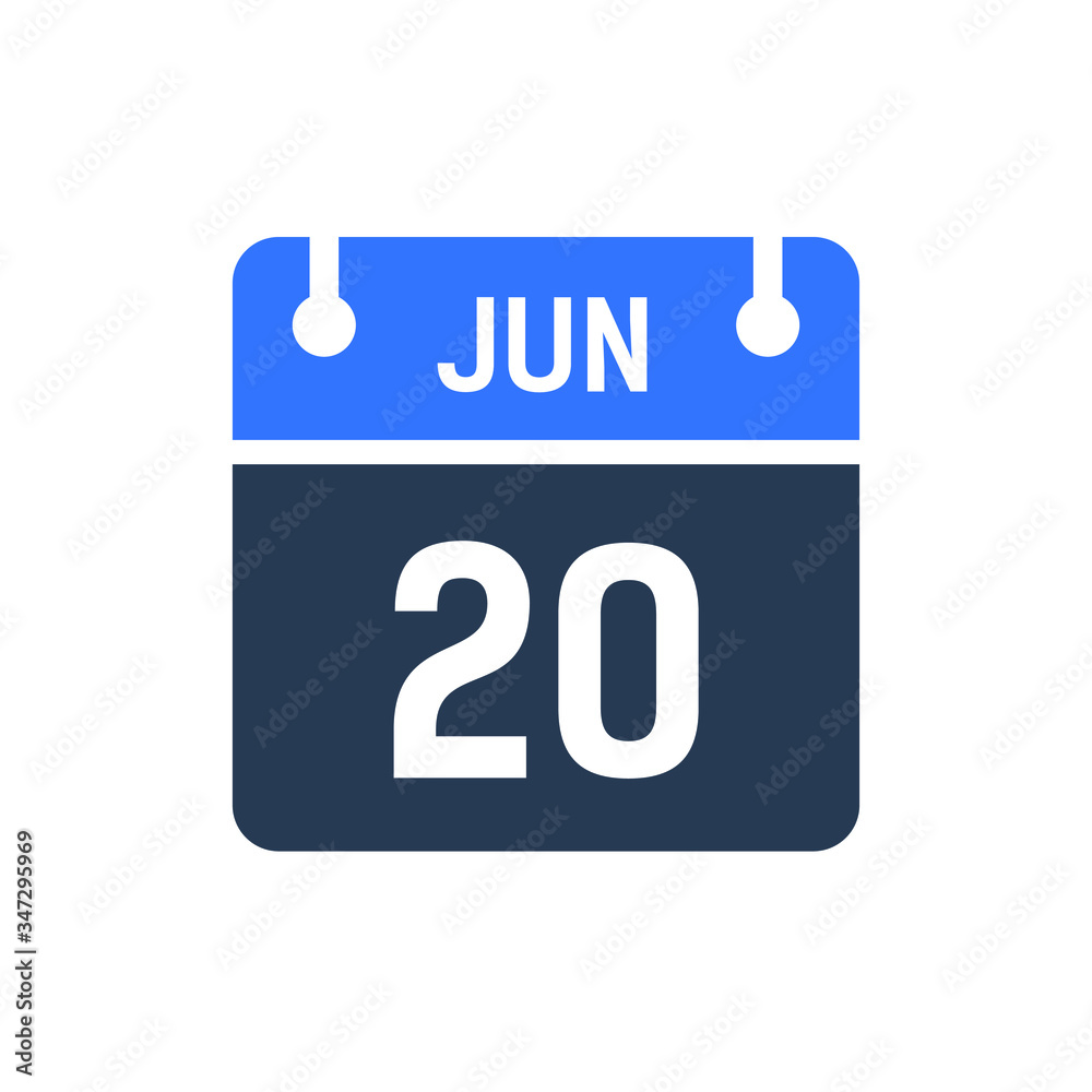 Calendar Date Icon - June 20 Vector Graphic Calendar Date Icon - June 20 Vector Graphic