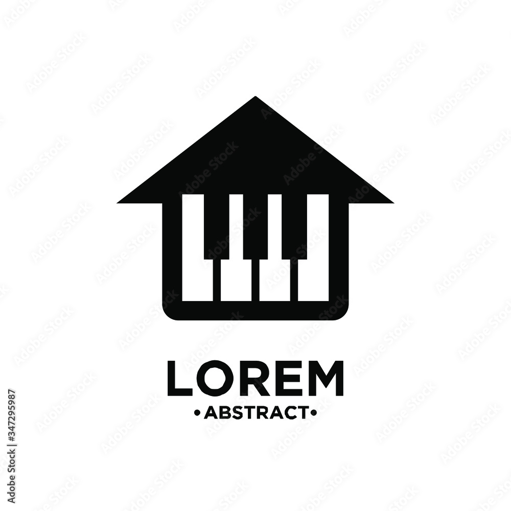 piano house black logo icon design