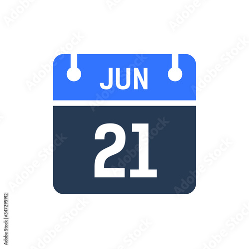 Calendar Date Icon - June 21 Vector Graphic