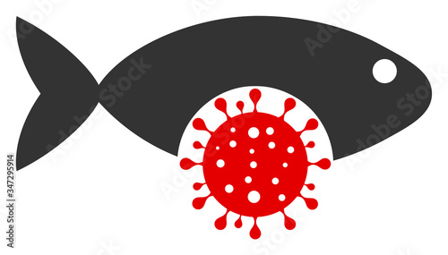 Vector coronavirus sick fish flat icon. Vector pictograph style is a flat symbol coronavirus sick fish icon on a white background.