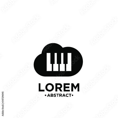black piano cloud logo icon design