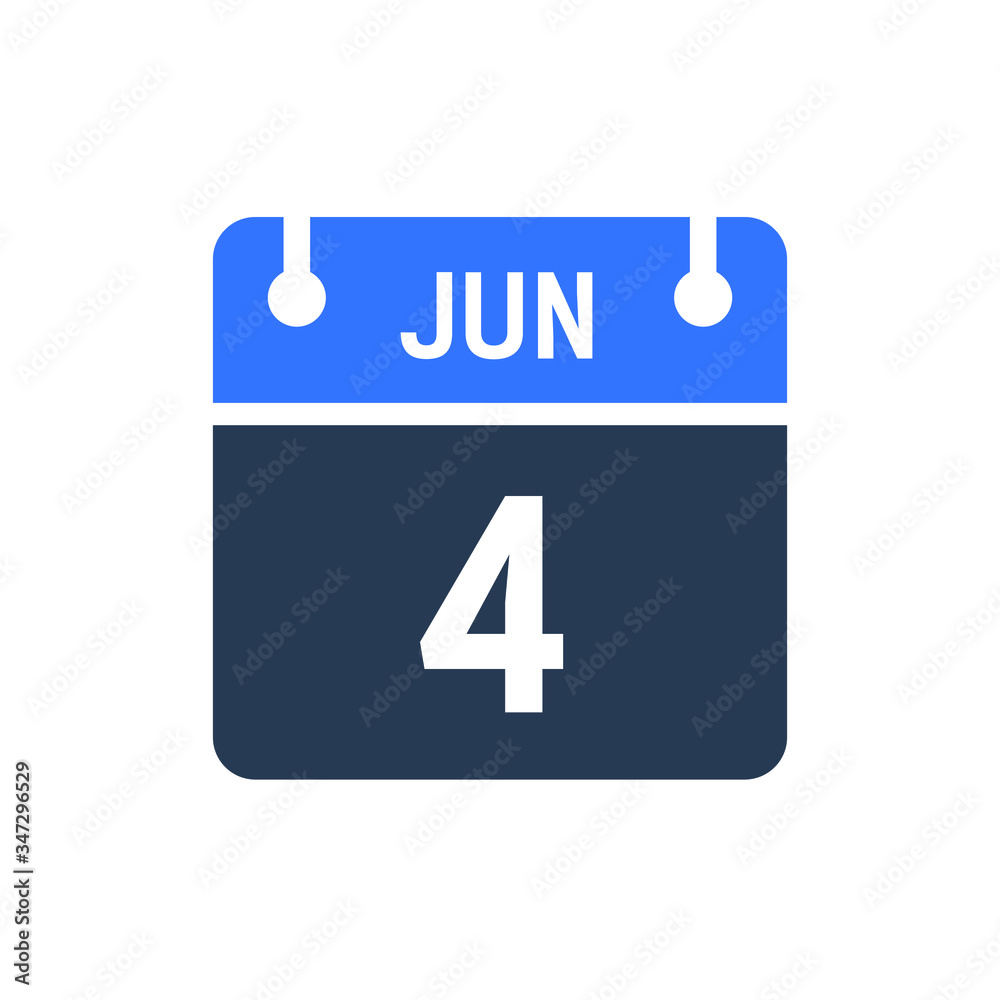 Calendar Date Icon - June 4 Vector Graphic Calendar Date Icon - June 4 Vector Graphic