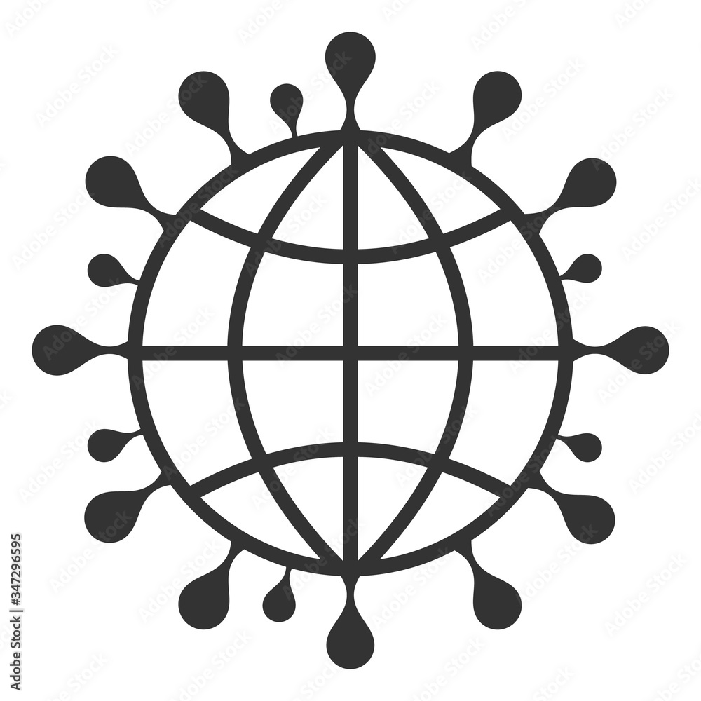 Vector covid-2019 globe flat icon. Vector pictograph style is a flat symbol covid-2019 globe icon on a white background.