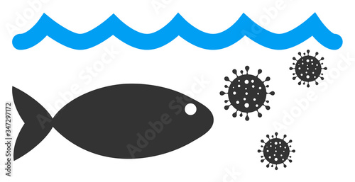 Vector fish flu flat icon. Vector pictogram style is a flat symbol fish flu icon on a white background.
