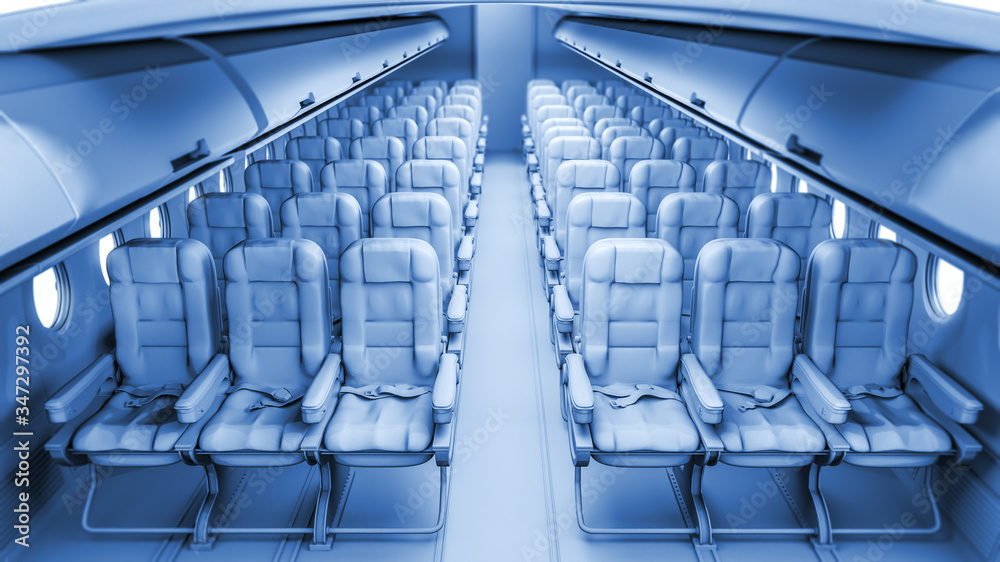 Fototapeta premium 3D rendering from the inside of an airplane
