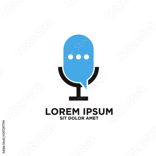 podcast mic blue logo icon design vector 