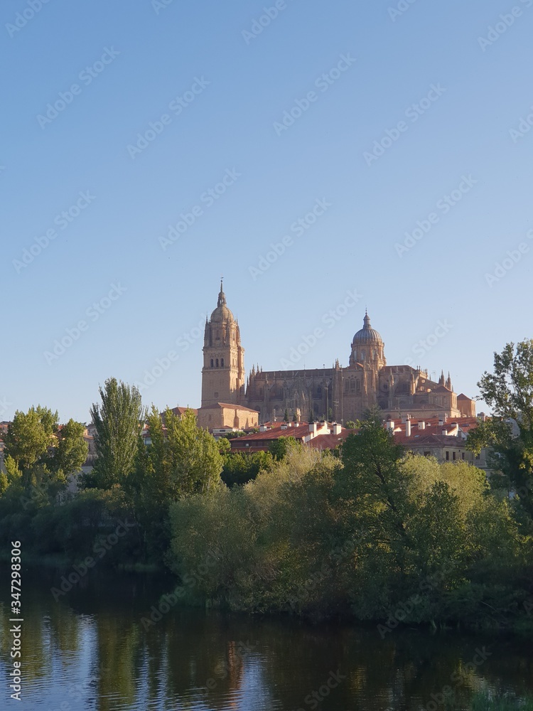 Vista de la Catedral de Salamanca desde el río Tormes. View of the cathedral of Salamanca from the river Tormes