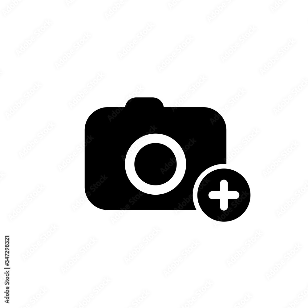 Add photo icon on isolated white background. EPS 10 vector. Add photo icon on isolated white background. EPS 10 vector.