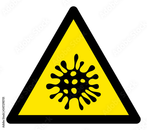Vector microbe warning flat icon. Vector pictograph style is a flat symbol microbe warning icon on a white background.