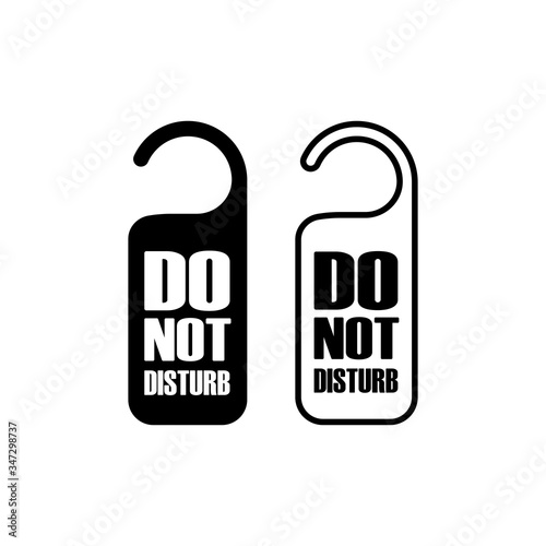 Do not disturb icon. Hotel door warning messages on isolated white background. EPS 10 vector.