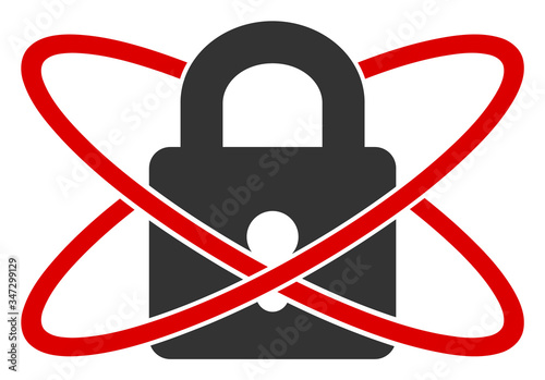 Vector protected lock flat icon. Vector pictogram style is a flat symbol protected lock icon on a white background.