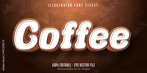 Coffee text, 3d editable font effect