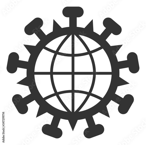 Vector viral globe flat icon. Vector pictogram style is a flat symbol viral globe icon on a white background.