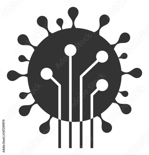 Vector virus circuit flat icon. Vector pictograph style is a flat symbol virus circuit icon on a white background.