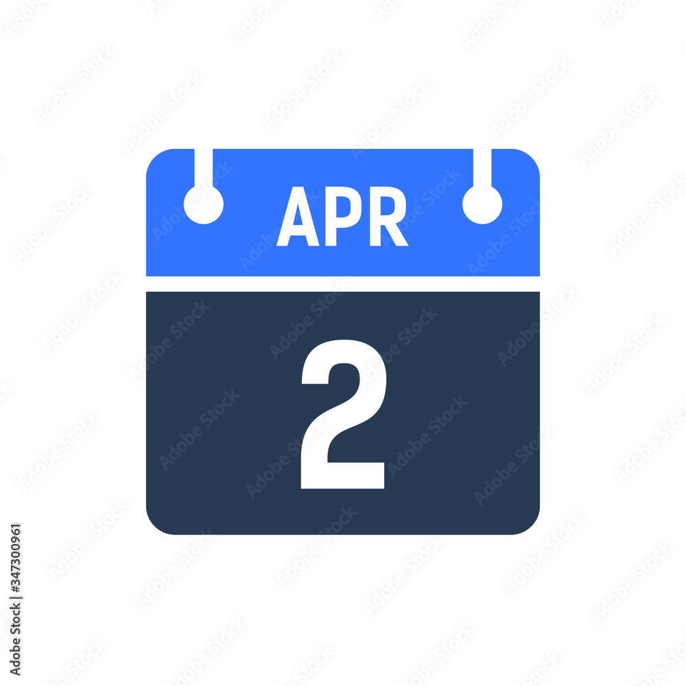 Calendar Date Icon - April 2 Vector Graphic Calendar Date Icon - April 2 Vector Graphic