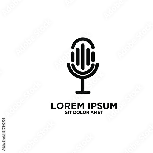 simple modern abstract podcast mic logo icon design