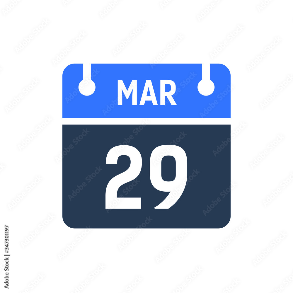 Calendar Date Icon - March 29 Vector Graphic Calendar Date Icon - March 29 Vector Graphic
