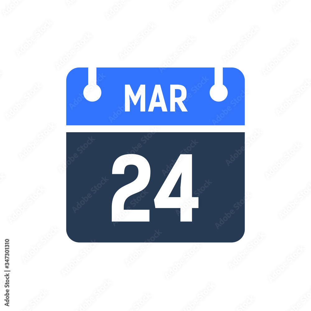Calendar Date Icon - March 24 Vector Graphic Calendar Date Icon - March 24 Vector Graphic