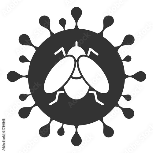 Vector fly virus flat icon. Vector pictogram style is a flat symbol fly virus icon on a white background.