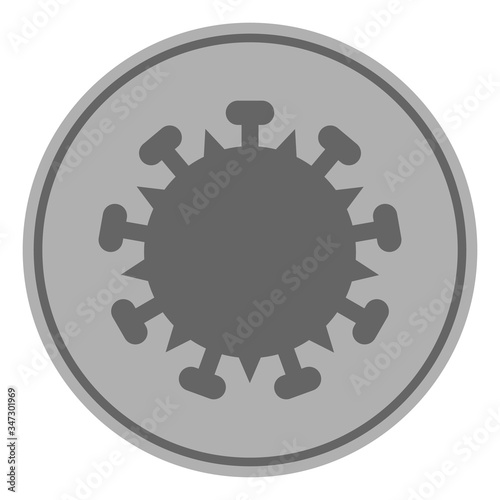 Vector silver coronavirus coin flat icon. Vector pictograph style is a flat symbol silver coronavirus coin icon on a white background.