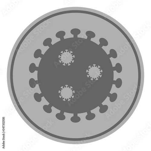 Vector silver virus coin flat icon. Vector pictograph style is a flat symbol silver virus coin icon on a white background.