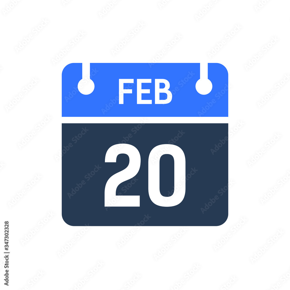 Calendar Date Icon - February 20 Vector Graphic Calendar Date Icon - February 20 Vector Graphic