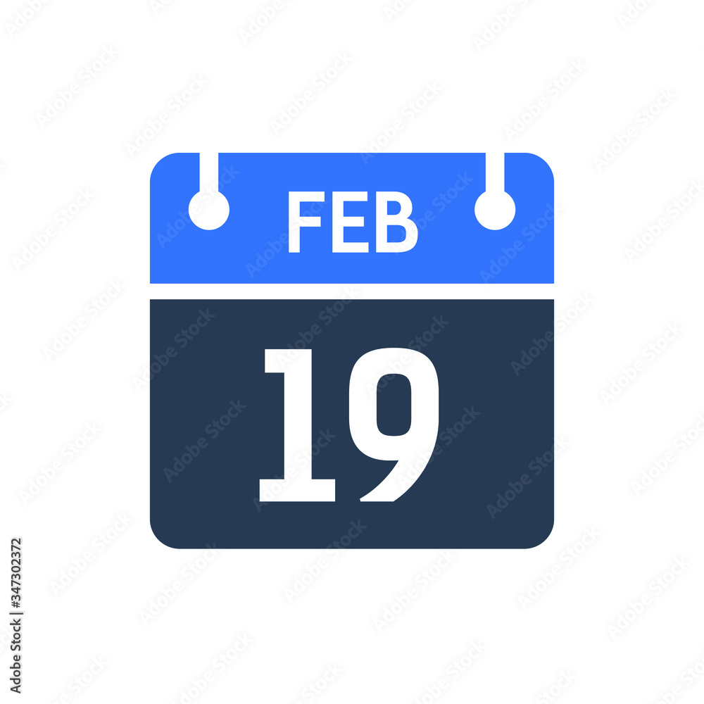 Calendar Date Icon - February 19 Vector Graphic