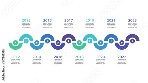 Timeline with 12 elements, infographic template for web, business, presentations, vector illustration.