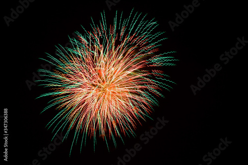 Beautiful fireworks that color the dark night sky
