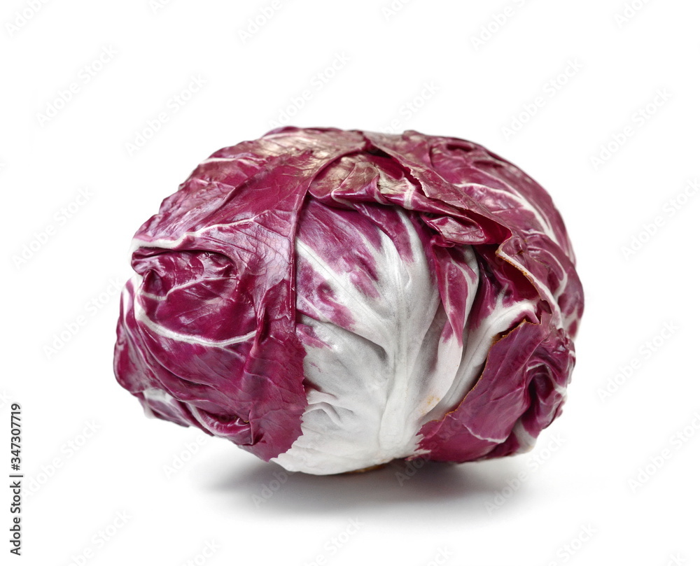 Radicchio, red salad isolated on white background. Red cabbage. Radicchio, red salad isolated on white background. Red cabbage.