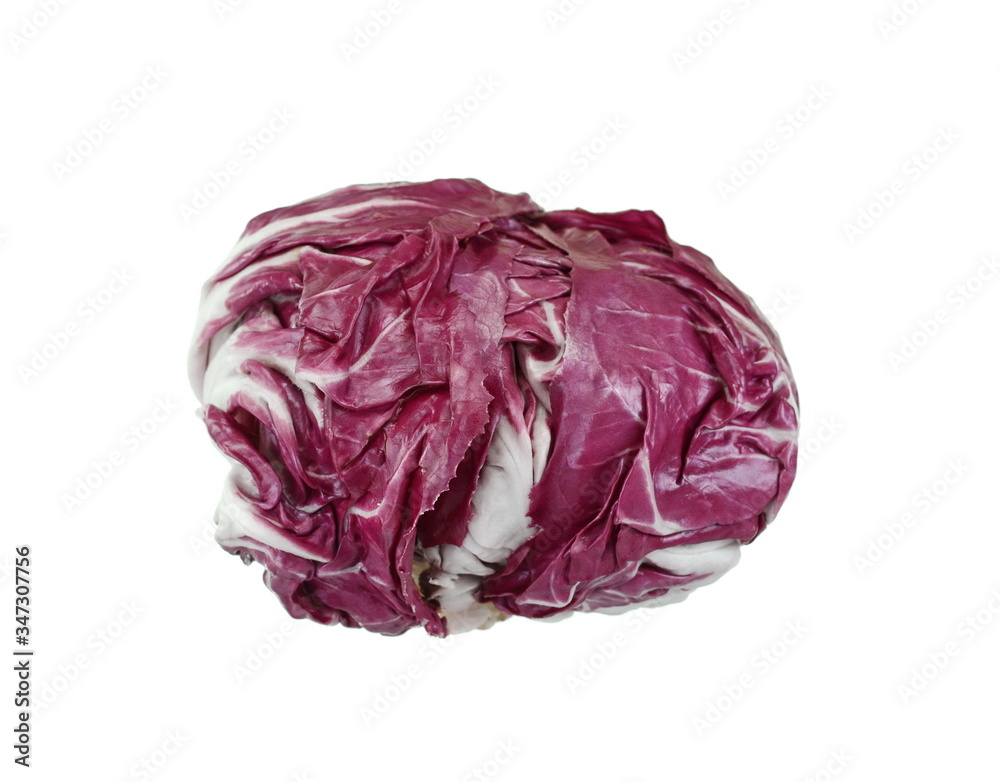 Obraz premium Radicchio, red salad isolated on white background. Red cabbage.