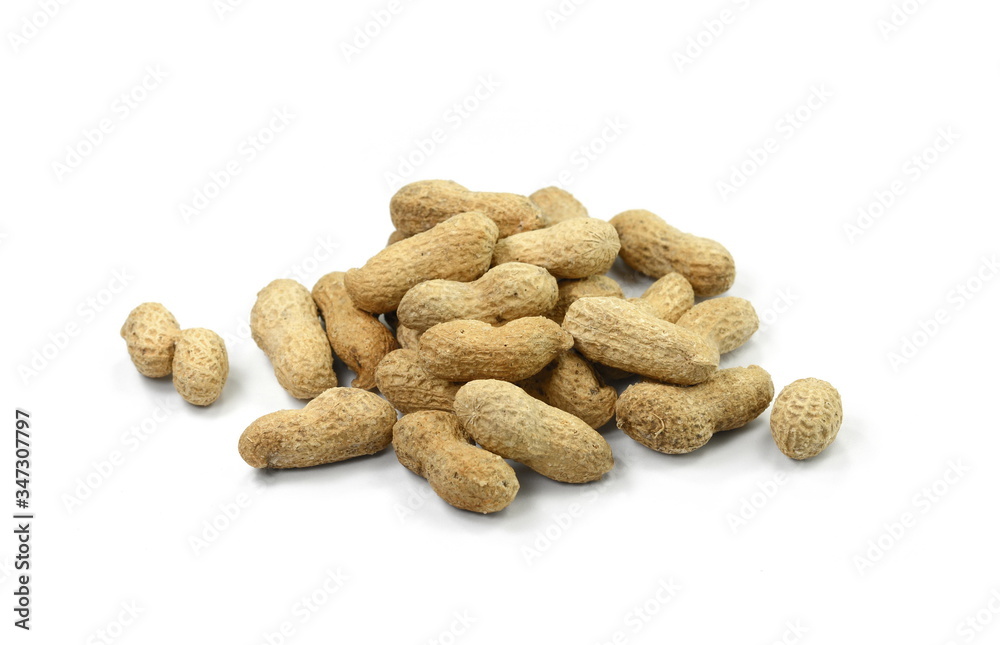 Peanuts isolated on the white background. Peanuts pod or arachis isolated on white background Peanuts isolated on the white background. Peanuts pod or arachis isolated on white background