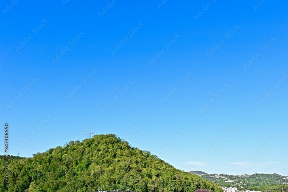 landscape of a southern mountain town in summer