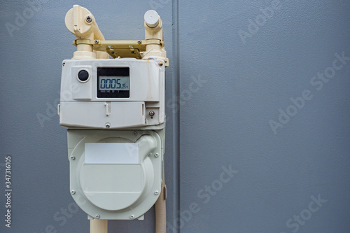 Gas meter on the wall backg...
