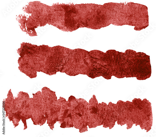 Abstract red watercolor hand paint texture, isolated on white background, watercolor textured backdrop, watercolor drop, traced, vector eps 10