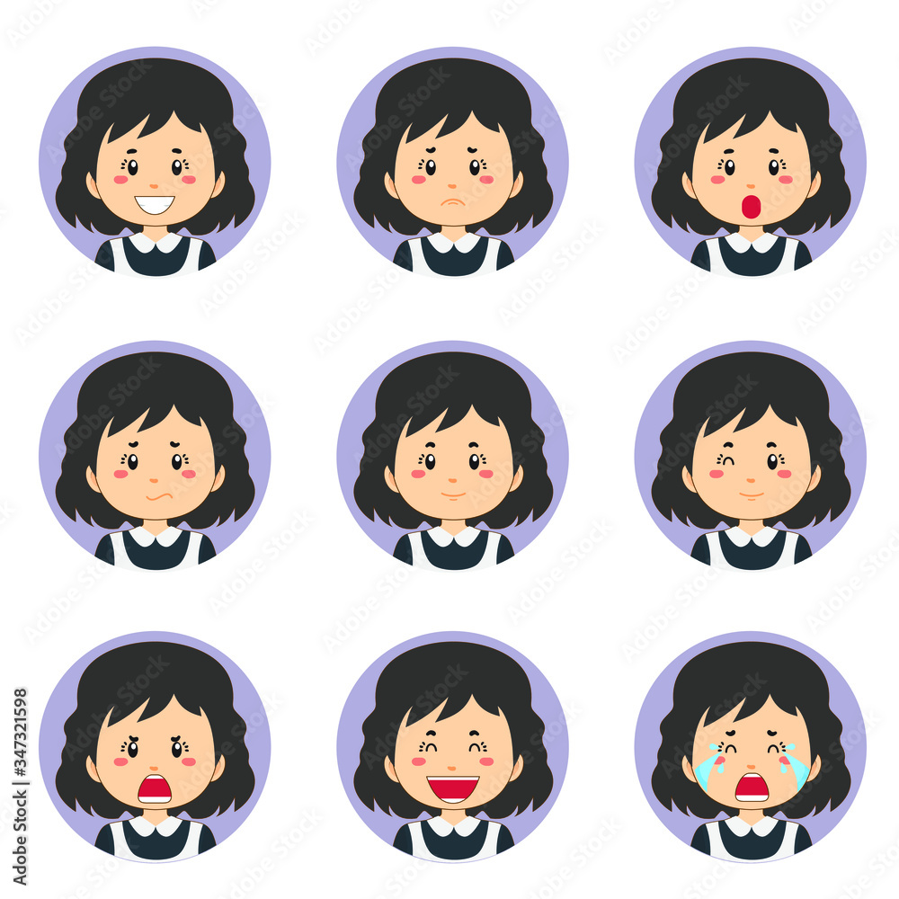 Female Housemaid Avatar With Various Expression Female Housemaid Avatar With Various Expression