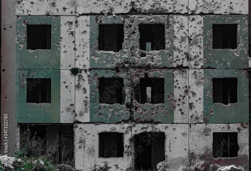 War torn block of apartments in Lebanon photo